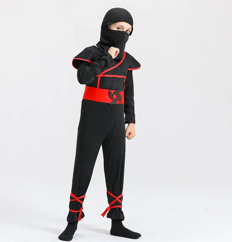 Kostium Ninja Deluxe dla chłopców bez broni z ramionami Akcesoria dla dzieci Strój Kung Fu Prezenty na Halloween i zabawki bagnetowe