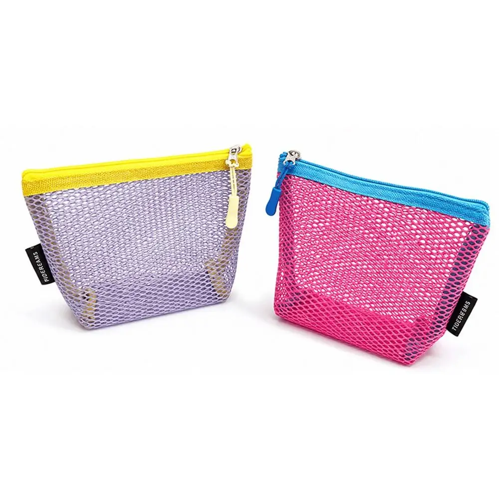 Nylon Mesh Cosmetic Bag Mesh Portable Cosmetic Storage Bag Zipper Closure Toiletry Organizer Bag Multifunction Storage