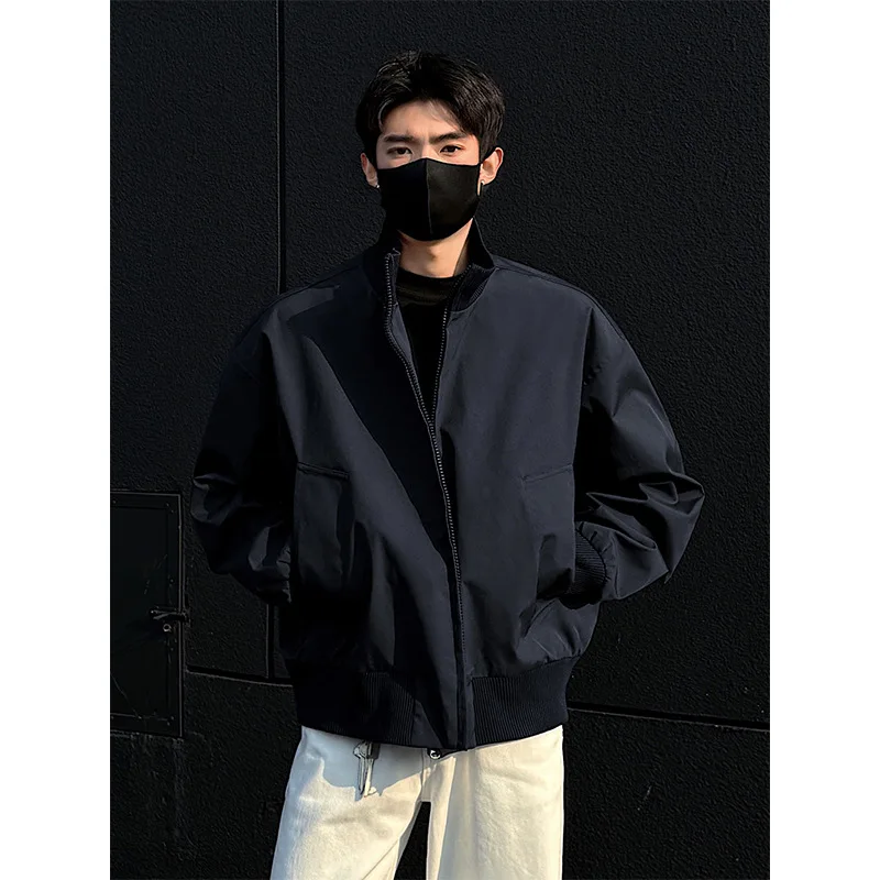 American Sle Pilot Jaet Uomo Primavera Autunno Capispalla alla moda Antivento Colletto alla coreana di grandi dimensioni Top Versatile Thiened PU