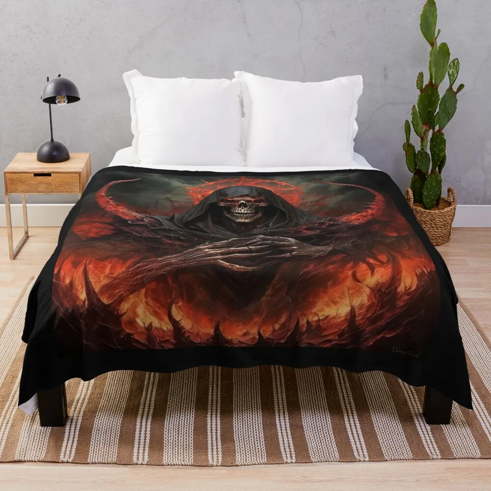 Grim Reaper Death Metal Art Throw Blanket Luxury Brand Cute Plush cosplay anime Blankets