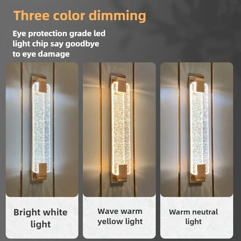 Moderno ouro de luxo retangular bolha lâmpada parede quarto cabeceira sala estar fundo decoração interior luminárias