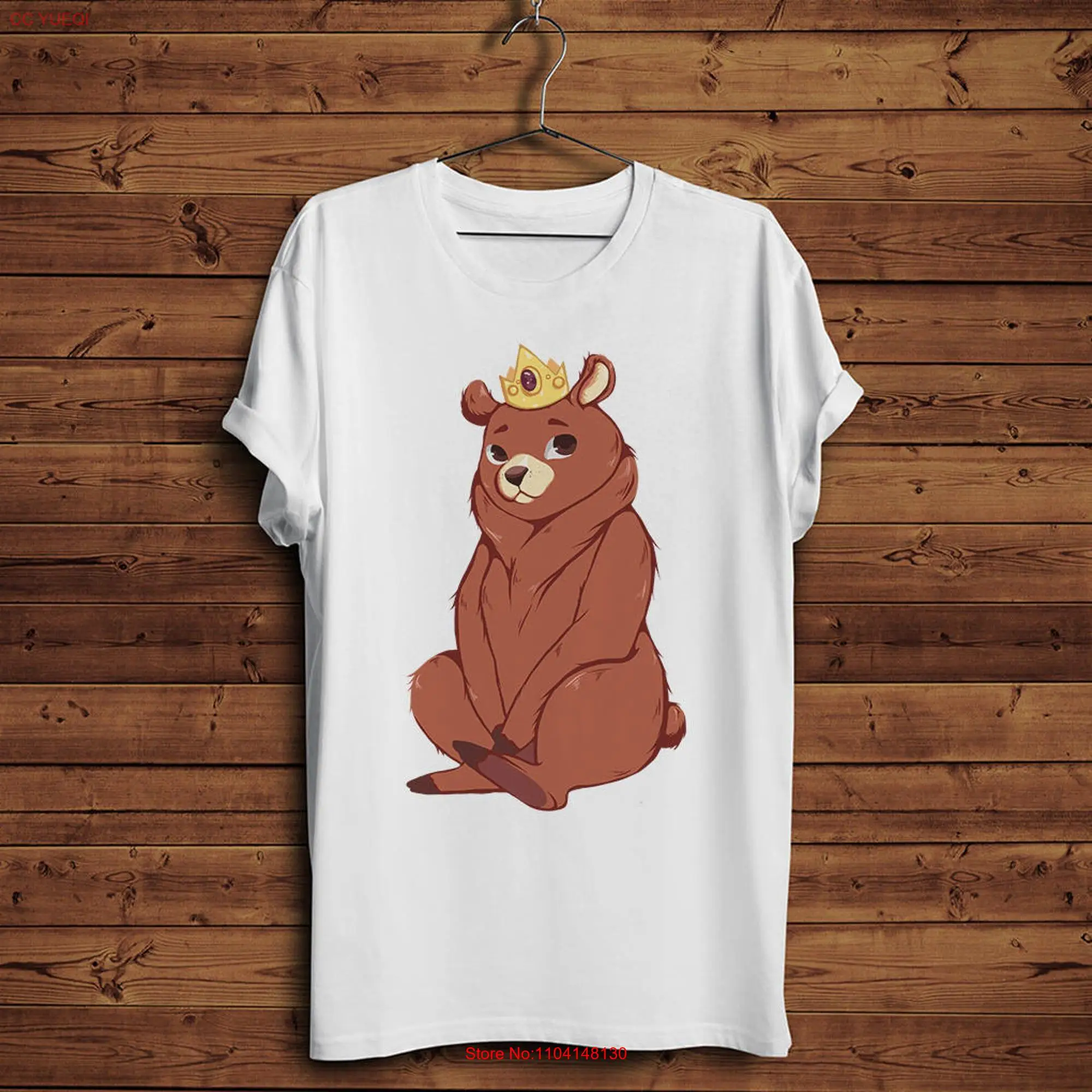 Prince King Cute Worried Teddy Bear Grizzly With The Crown T shirt long or short sleeves