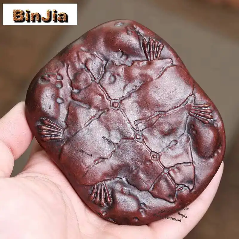 Handamde Turtle Shell Cup Cushion Yixing Iron Red Dragon Blood Sand Pot Pot Bearing Holder Zisah Pot Tea Table Kung Fu Teaset