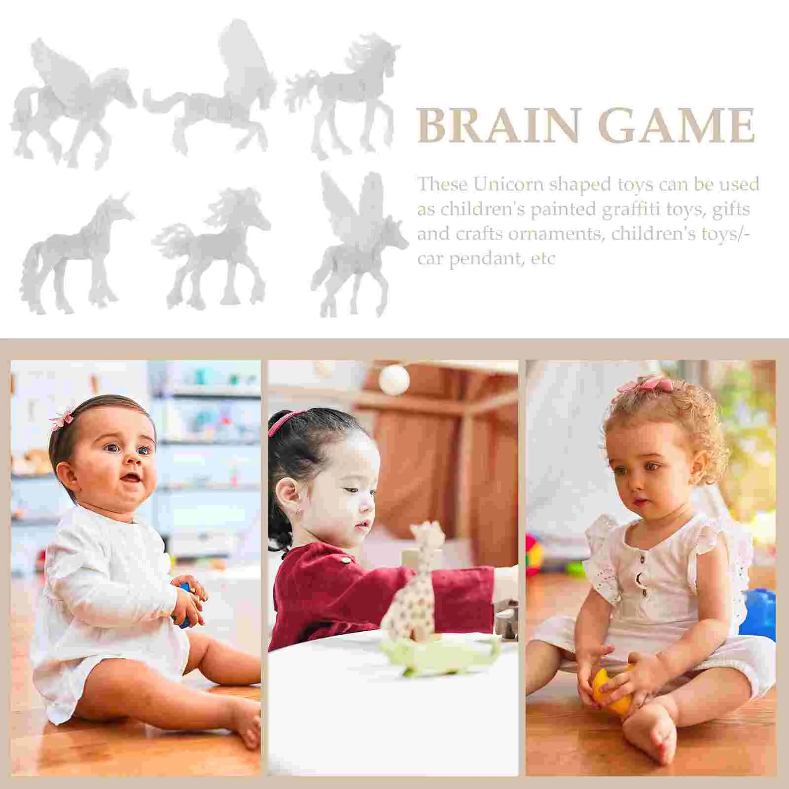 6 Pcs Animal Model Painting DIY Unicorn Toy Girls Kids Decorate Toys Figures Crafts For Abs Child Mini