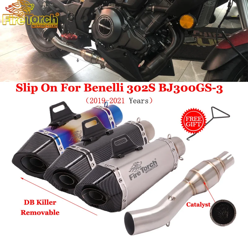 

Slip-On For Benelli 302S BJ300GS-3 BJ 300GS 2019 2020 2021Motorcycle Exhaust Muffler Tune Modifide Middle Link Pipe DB Killer