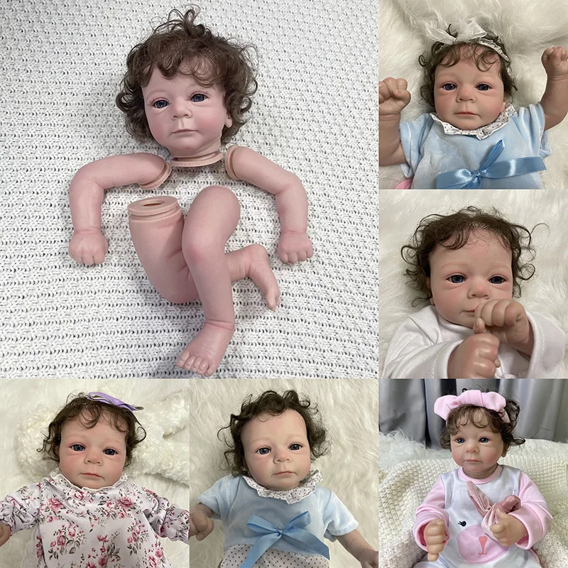 

19Inch Felicia Already Painted Reborn Doll Kit Hand-rooted Hair Unassembled DIY Doll Parts With Cloth Body Toy Figure