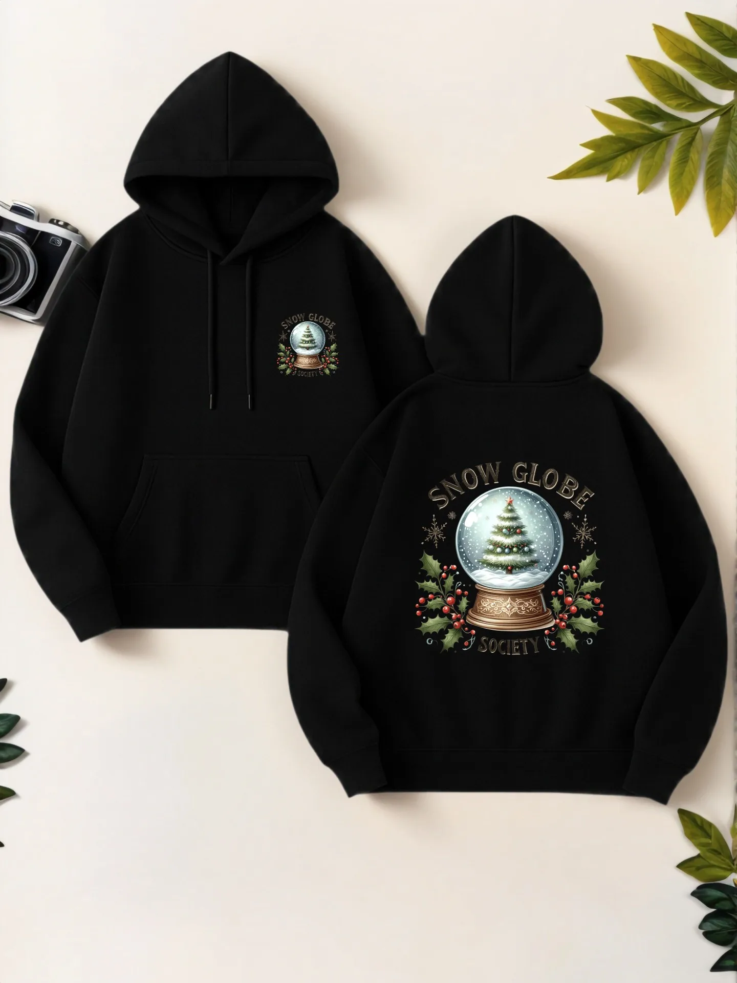

Snow Globe Society Graphic Print Pullover Hoodie Women, Aesthetic Design, Fleece Lined, Casual Everyday Wear, For Teens