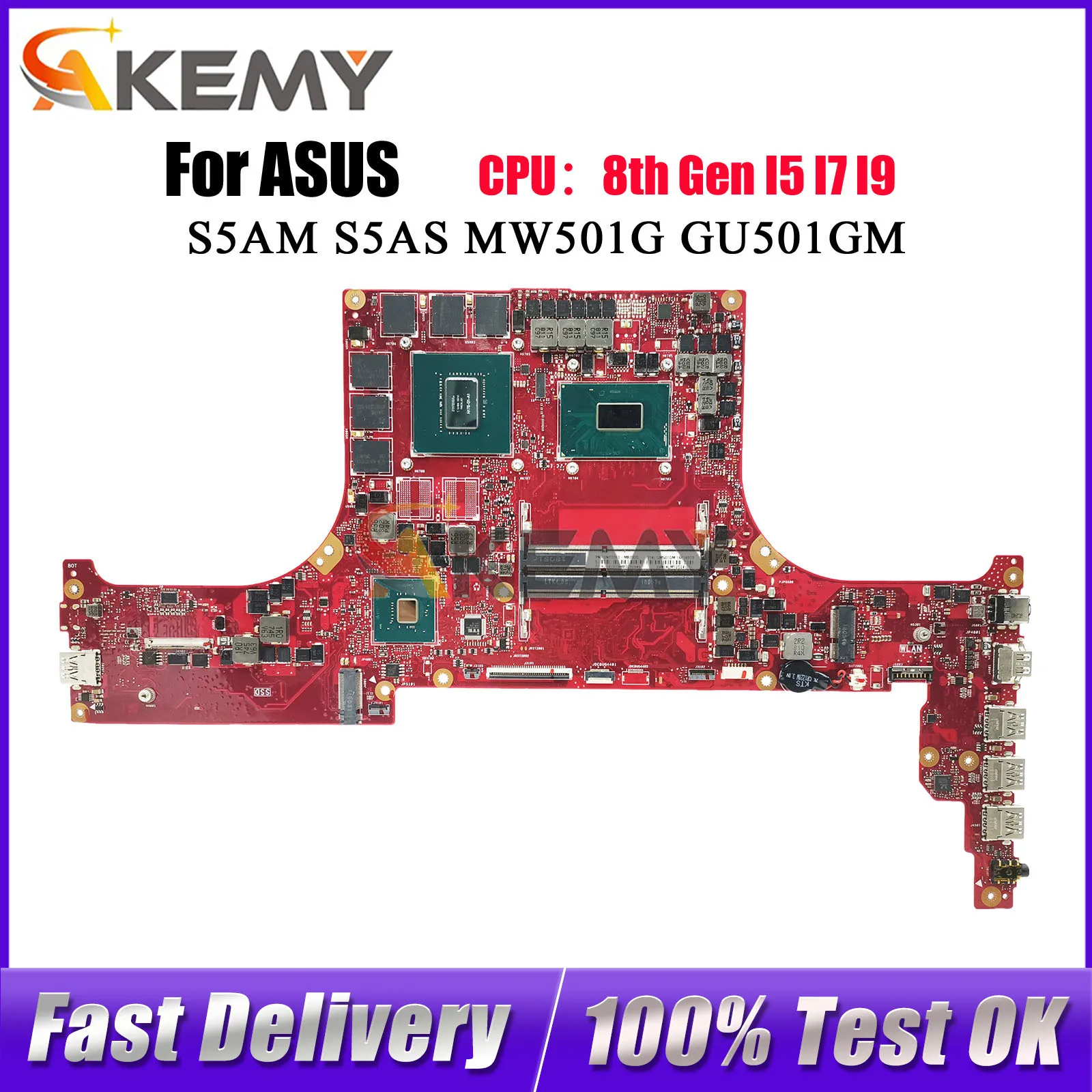 

GU501GM Laptop Motherboard For ASUS GU501GX S5AS GU501G GU501GM S5AM GU501GV MW501G GU501GZ GU501GS Mainboard With I5 I7 I9 CPU