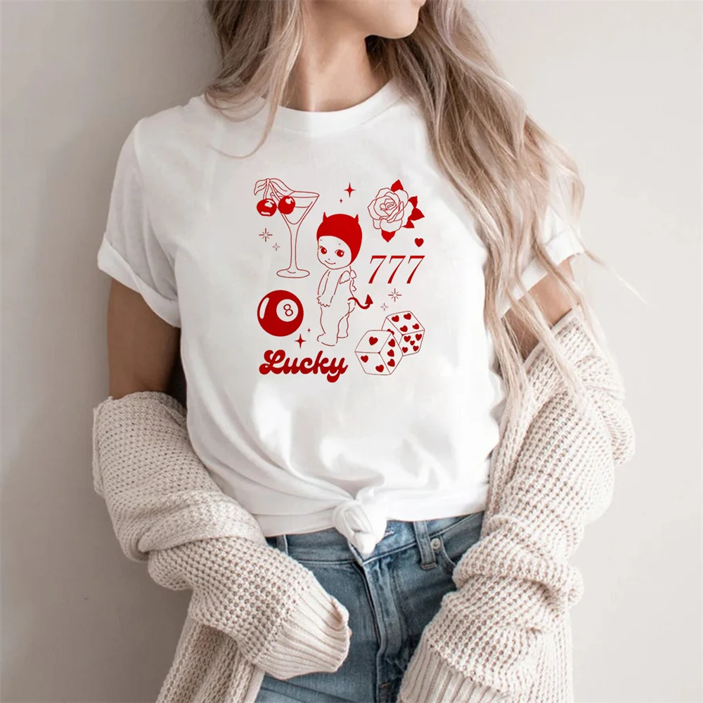 Cute Sonny Angel T-shirt Kewpie cherub women is shirt Sonny Angel M lucky girl shirt devil Sonny Street fashion short sleeve