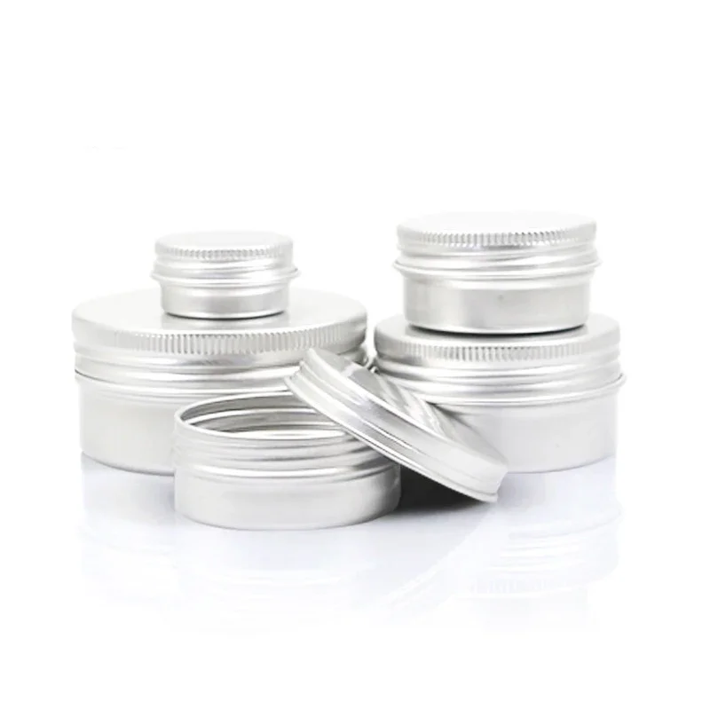 Gran oferta, tapa de tornillo, contenedor de lata de bálsamo labial personalizado portátil, tarro de aluminio, tapa deslizante de tornillo, latas pequeñas, tarros de almacenamiento, tarros de aluminio CBD