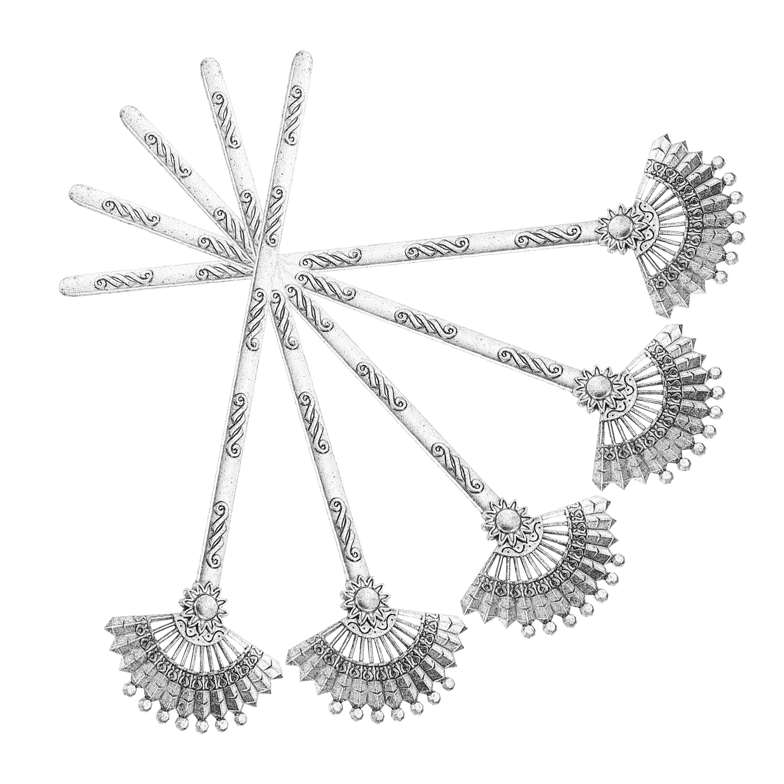

5pcs Alloy Hairpin Set Fan Fork Bookmark Stick Accessories for Women Chinese Party Festival Gown Costume