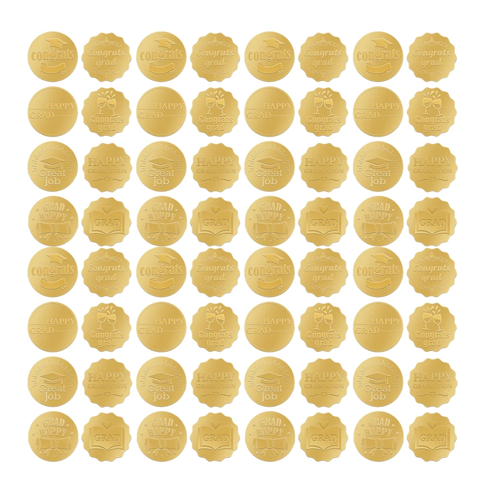 

20 Sheets Stickers Graduation Season Graduate Bag Sealing Themed Golden Packaging