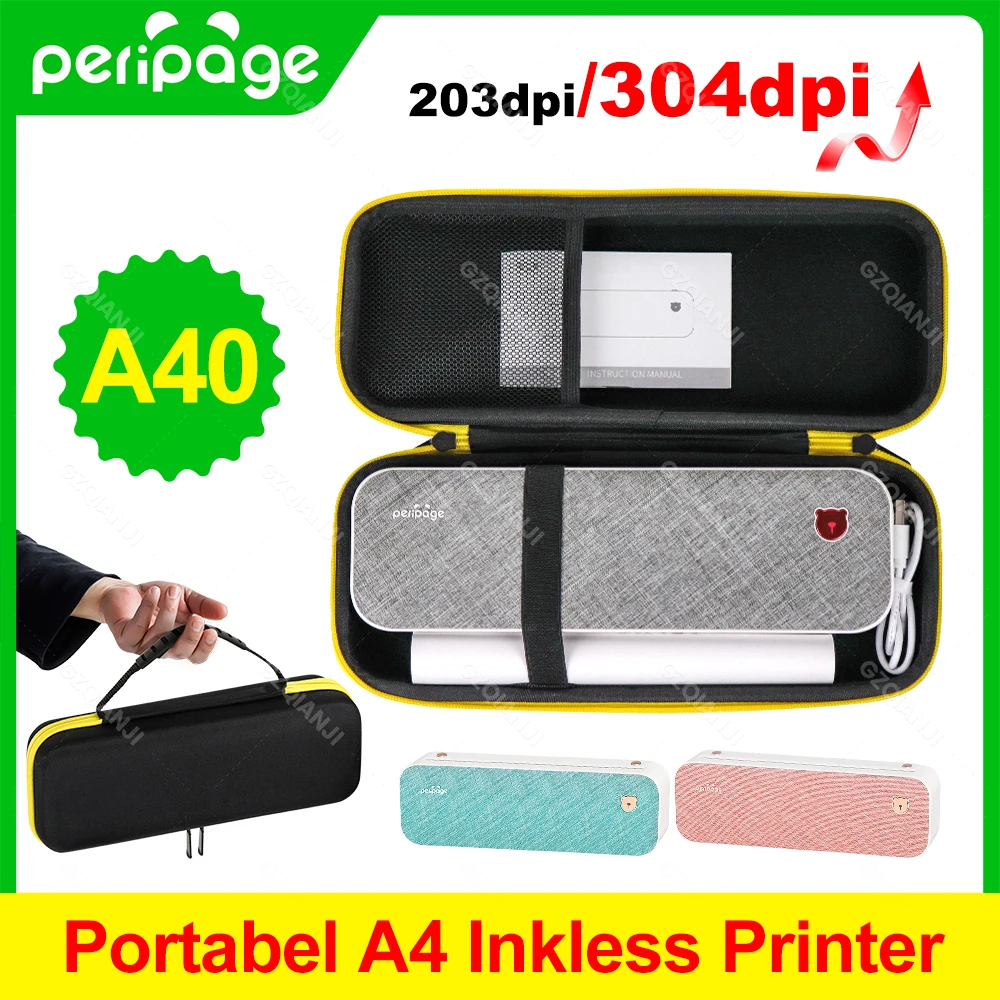 Peripage A40 304dpi Easy Carry Wireless Portable Thermal A4 Printer for Travel Business Office Work Homework PC Mobile Printing