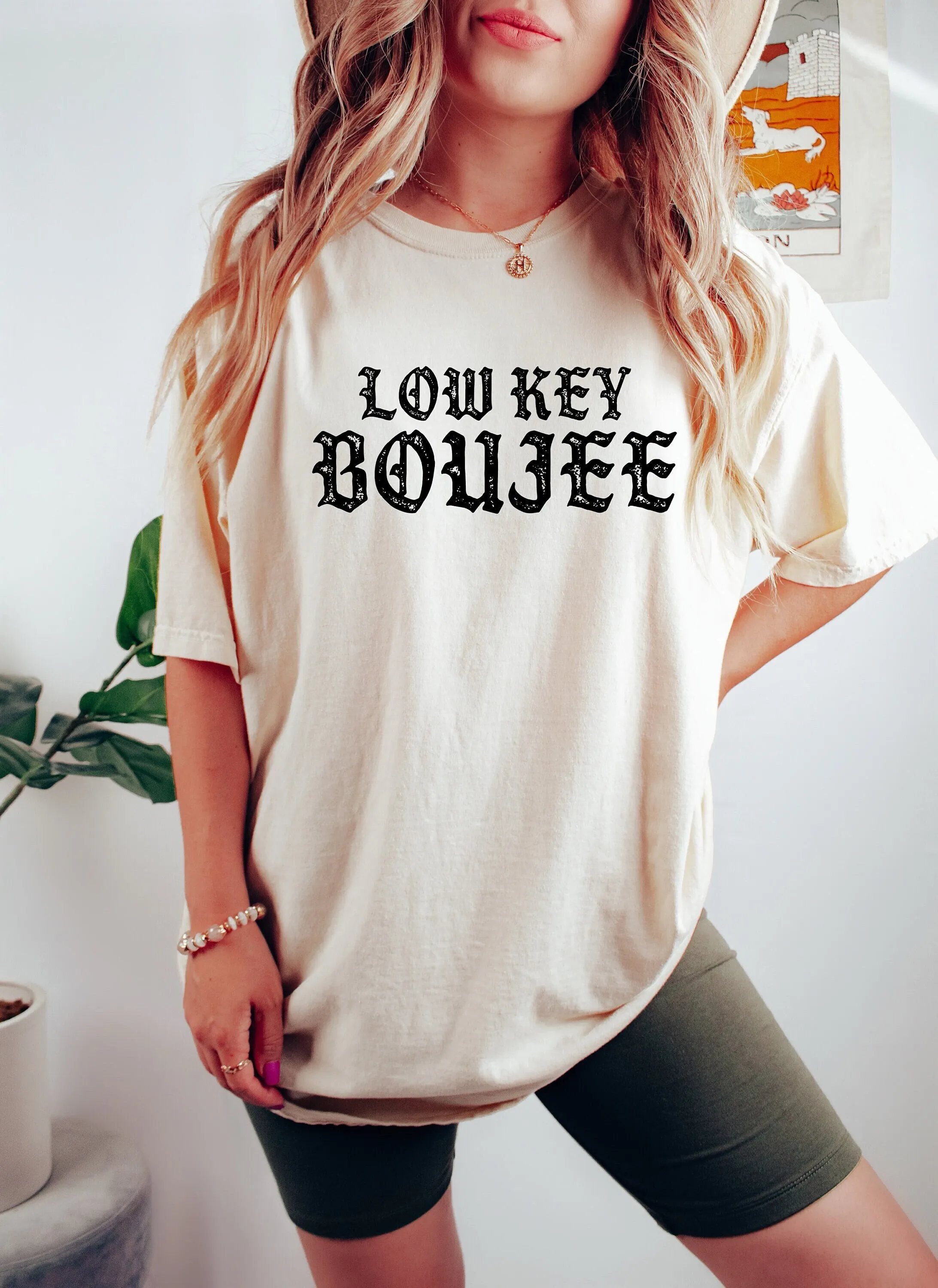 Low Key Boujee T Shirt Sarcastic Women Aesthetic Retro Funny