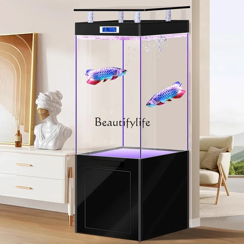 

LD33Bottom filter ultra-white glass medium and large arowana tank vertical water-free aquarium
