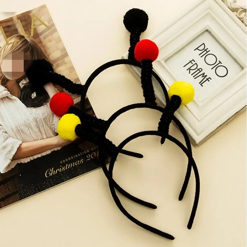 Party Fly Bee Ant Antennae Headband Black Yellow Ball  Birthday  Animal Hair Bands  Plush Halloween Costume Cosplay