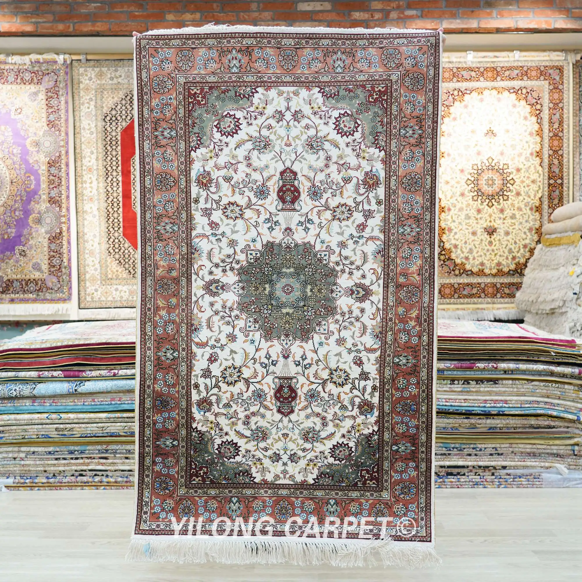 

3'x5' Tabriz Persian Silk Carpet Antique Blue Vintage Oriental Antique Rug (TJ394A)