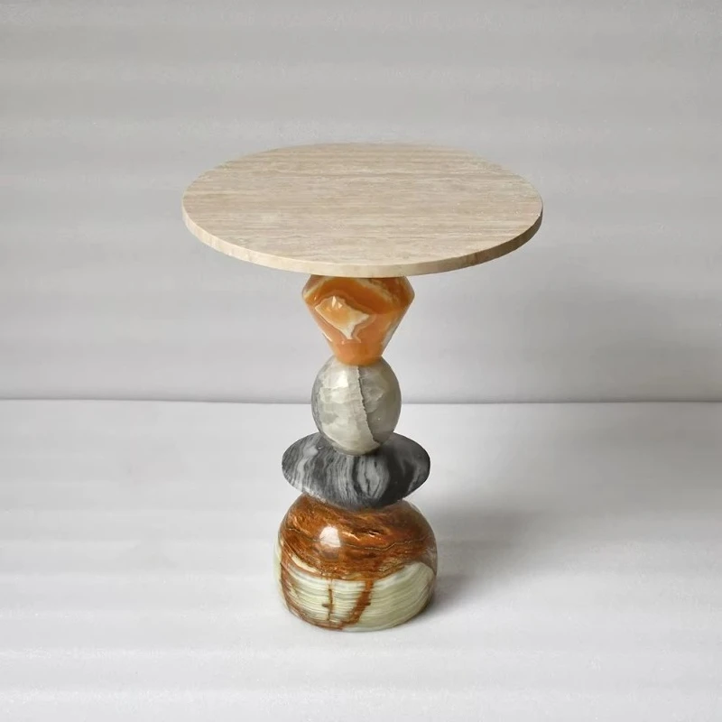 

Side table natural marble lime jade green agate hotel coffee table furniture stone