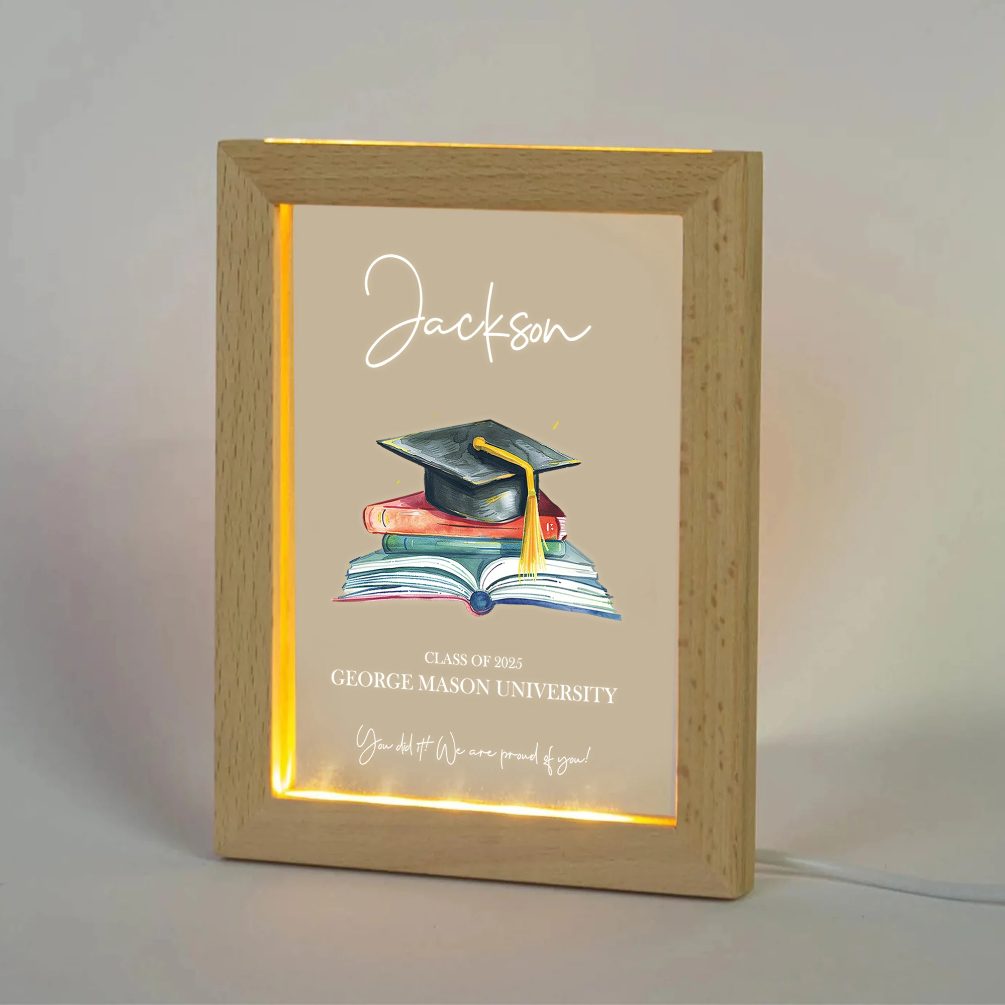 Personalized Graduation LED Night View Photo Frame Custom Gift Family Living Room Bedroom Dining Room Home Decoration