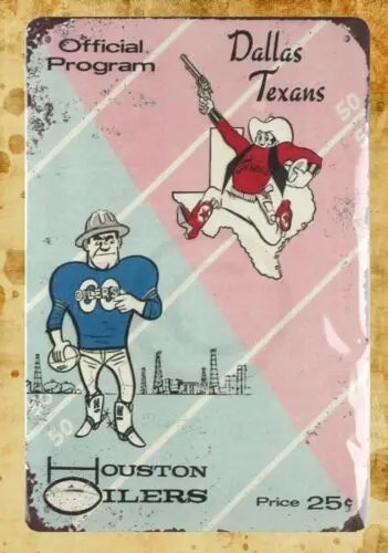 1 pcs,program Texans Houston Oilers tin metal sign material