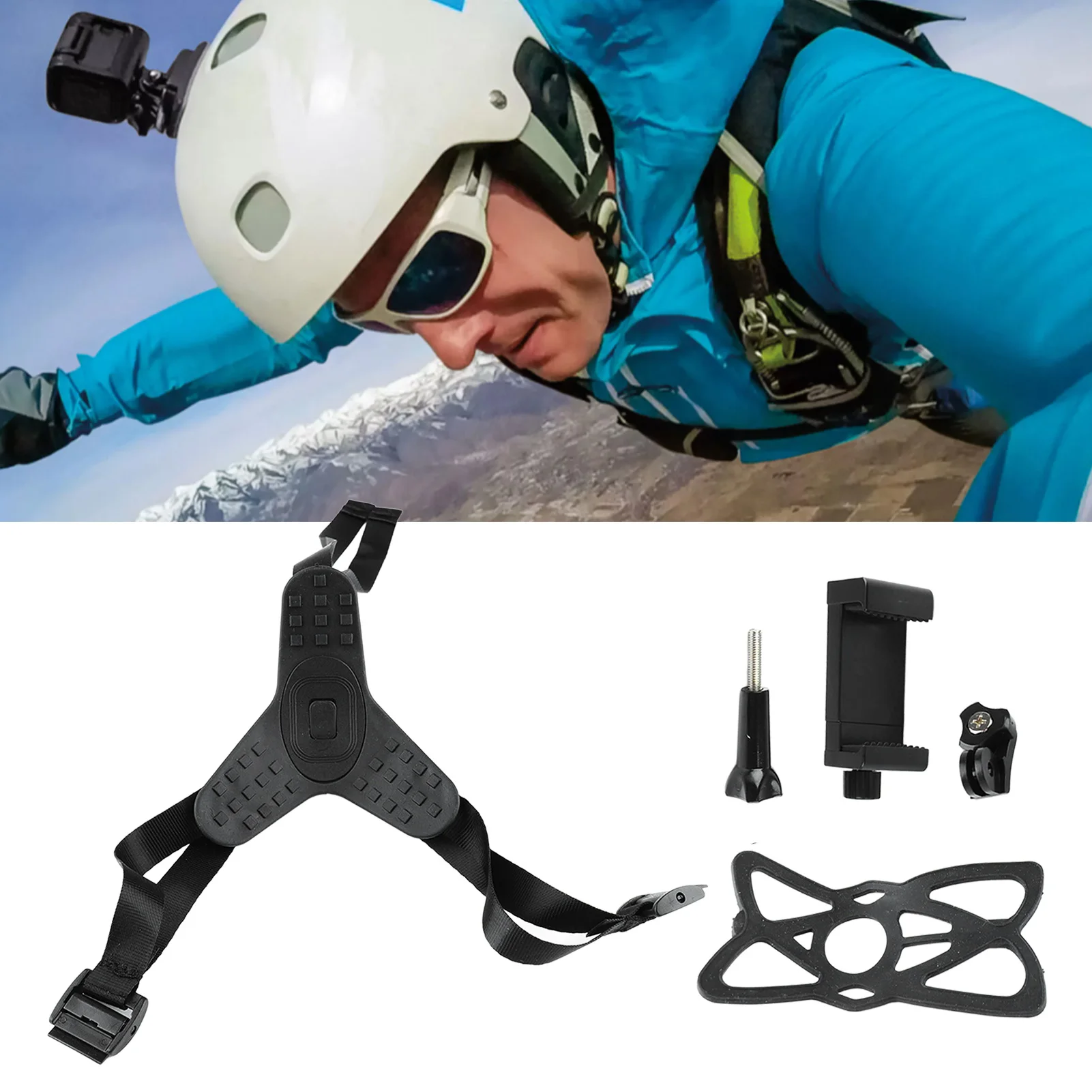 

Lightweight Soft Silicone Helmet Chin Mount Strap Holder for Sports Cameras And Mobile Phones - Accessory for Active Outdoor Gea