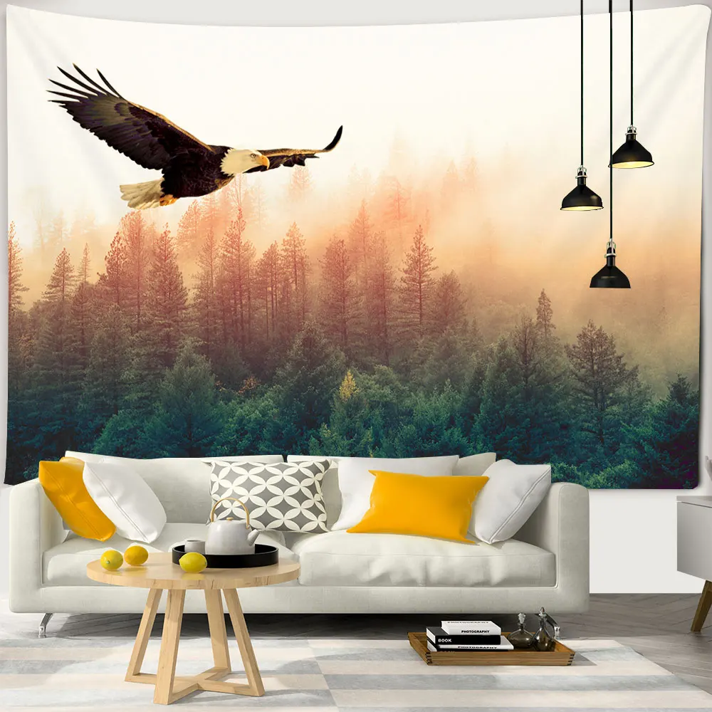 

Flying Bald Eagle Forest Tapestry Psychedelic Animal Owl leopard Wall Hanging Home Decoration Wall Cloth Carpet Background