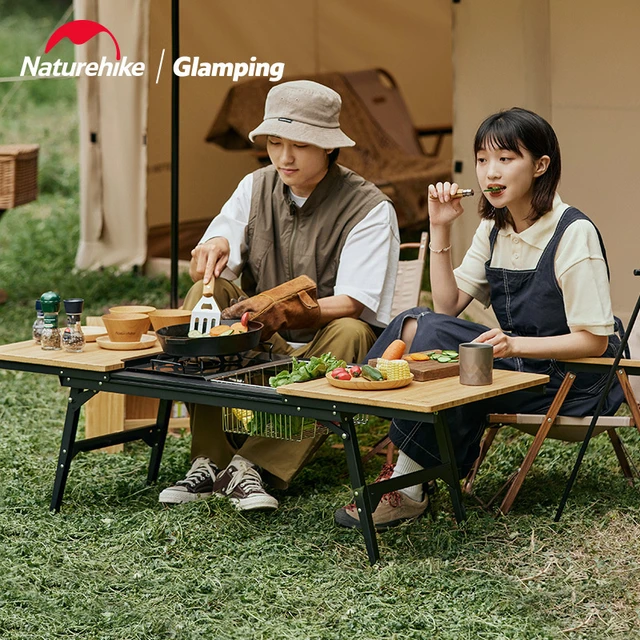 Naturehike IGT Bamboo Sliding Table Portable Outdoor Camping Folding Table  Picnic BBQ Combination Table Extended Picnic Table - AliExpress