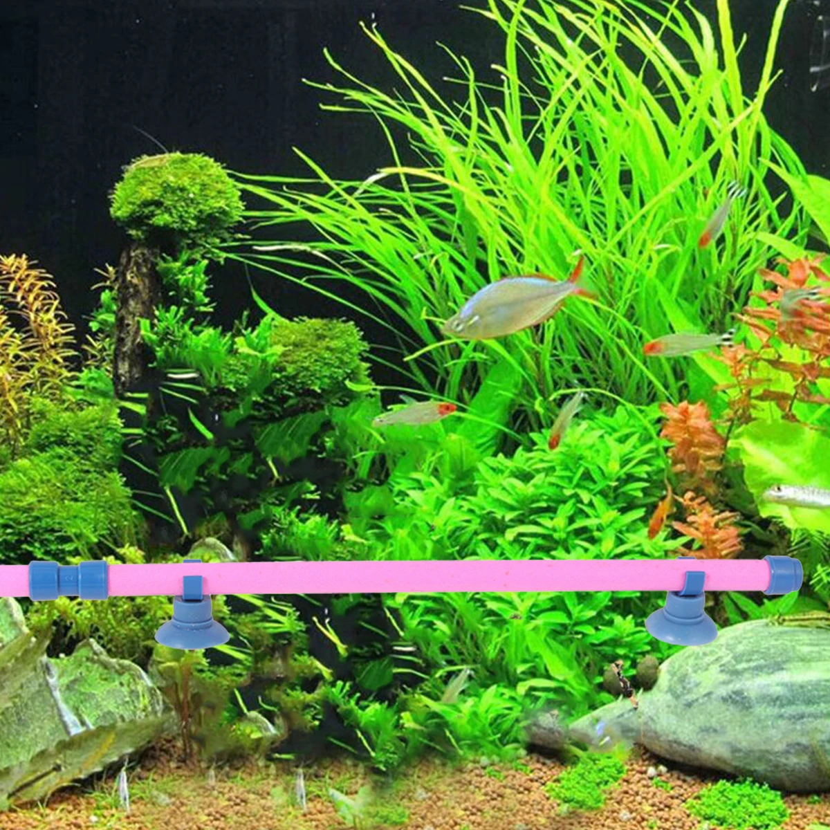 

14 Inches Pink Air Stone Tube Suction Cups Evenly Distributed Bubbles Fish Tank Accessory Fish Tank