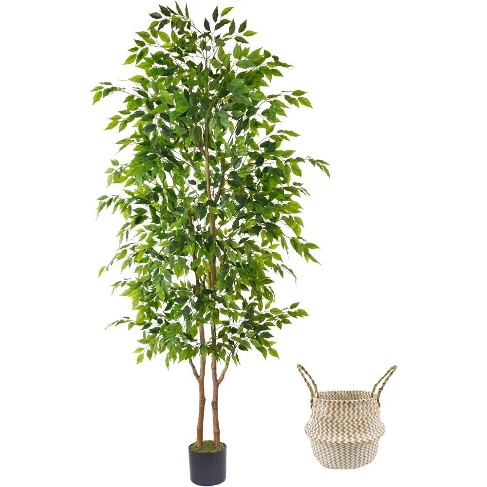 

Искусственное фикусное дерево высотой 8 футов с 96-дюймовыми реалистичными листьями, большое искусственное растение в корзине, подходит для использования в помещении и на открытом воздухе,