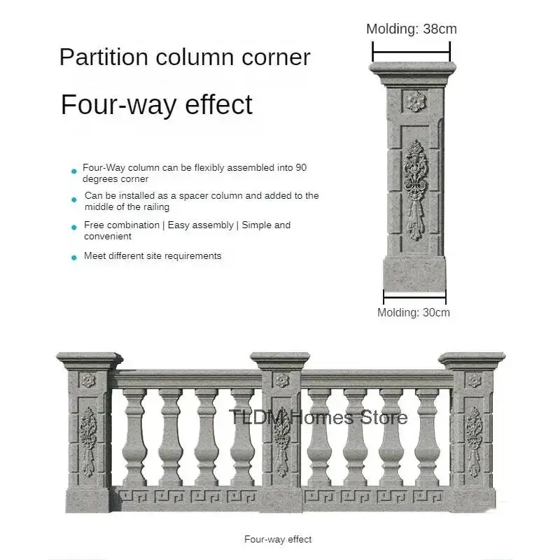 Railing Thickened New Column Roman Mold Garden Buildings Cast-in-place Guardrail Cement Column Reusable Railing Mold for Balcony
