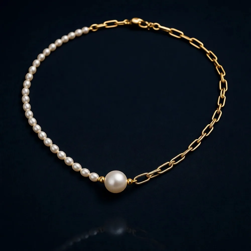 

Изящное жемчужное ожерелье для женщин, позолоченное 14K/18K золотом, с бусинами, цепочка-скрепка, свадебные украшения