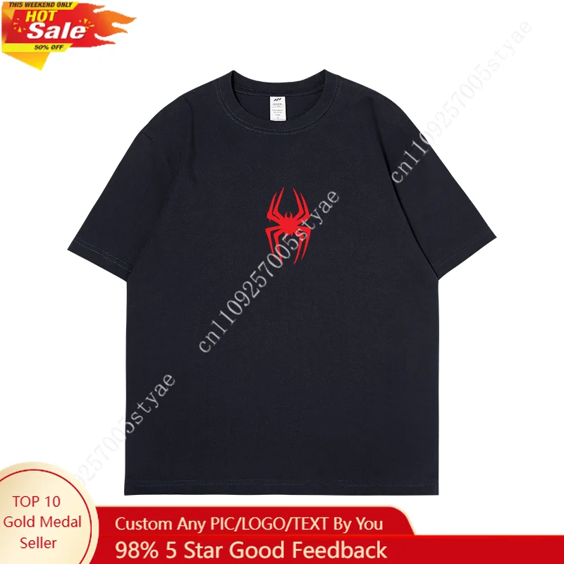

Marvel Spider-Man Cross-dimensional Universe T-shirt, Unisex Cartoon Pattern Short Sleeve Loose Cotton Top Clothing