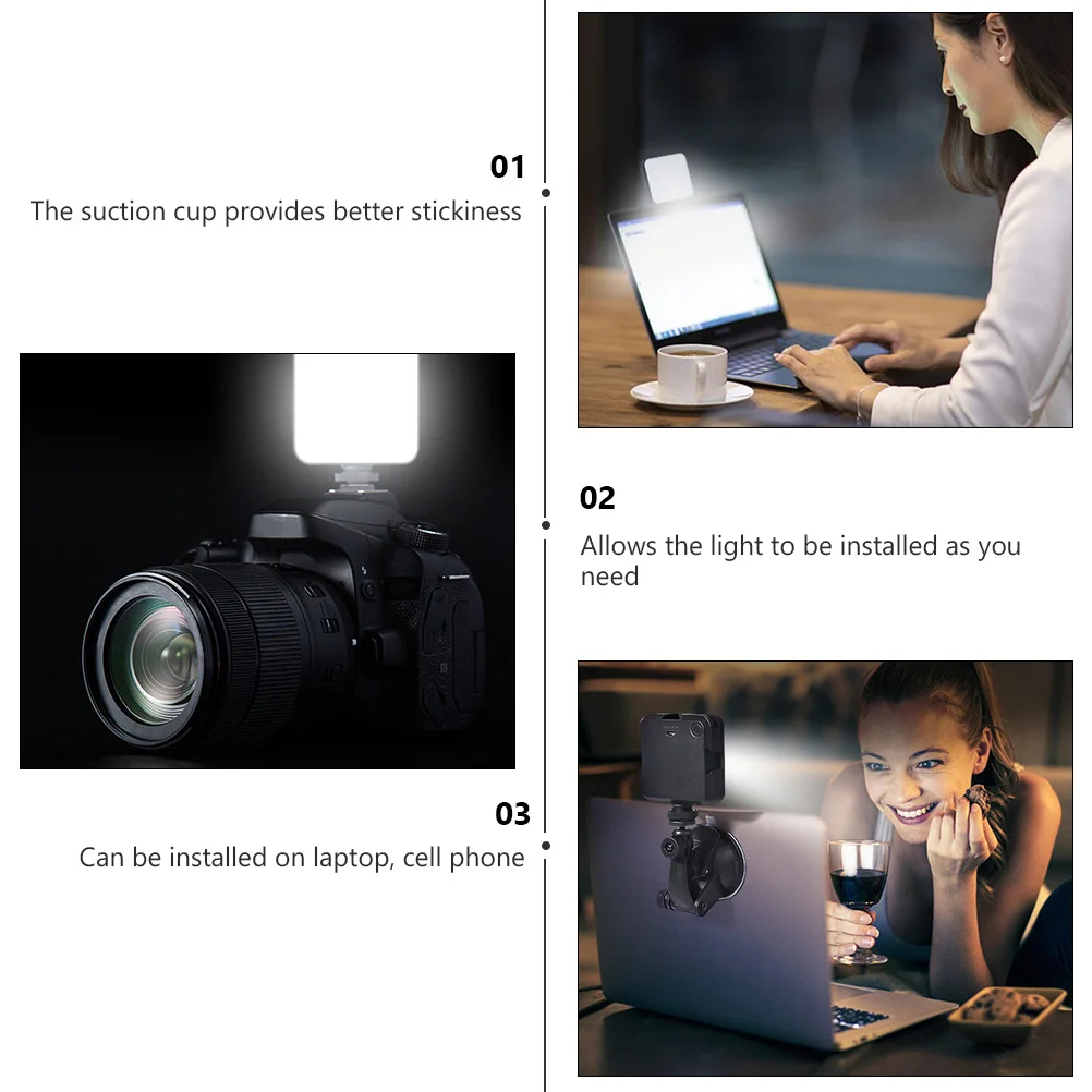

LED Camera Light Laptop Webcam Video Suction Cup Portable Broadcasting Conference Light Video Conference Lighting