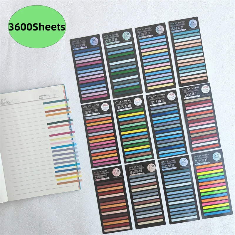 3600 Sheets Transparentes Sticky Notes Self-Adhesive Annotation Read Books Bookmarks Tabs Notepad Aesthetic Stationery