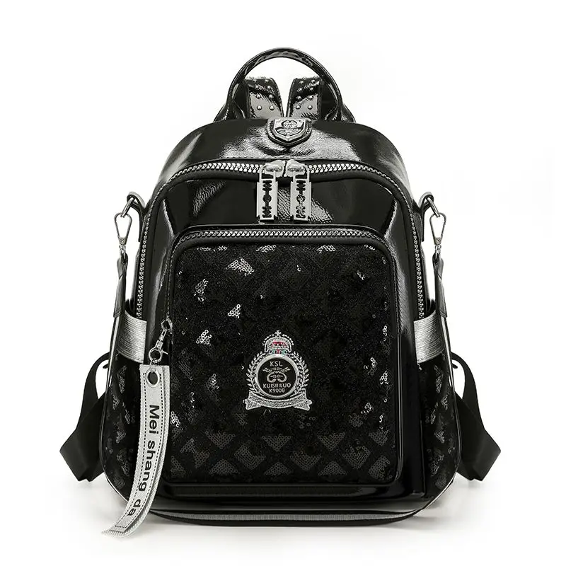 New Sequined Backpack Women's Niche Design Sense Girls Schoolbag Leisure Commuter Backpack High Quality High Appearance Level
