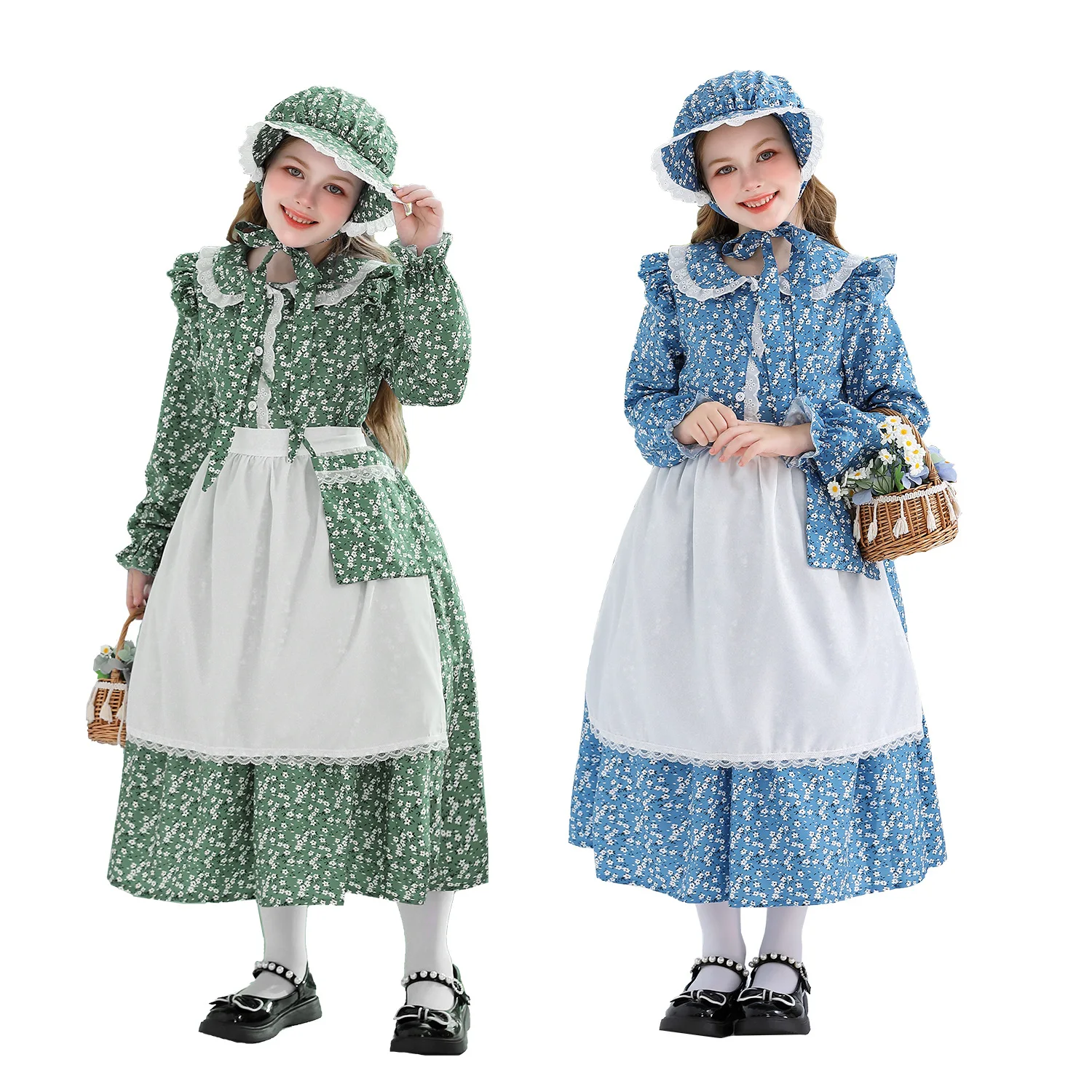 Halloween Carnival Party Dirndl Dress Children's Midi Costume Apron for Oktoberfest Costume Traditional Dirndl Set for Girls