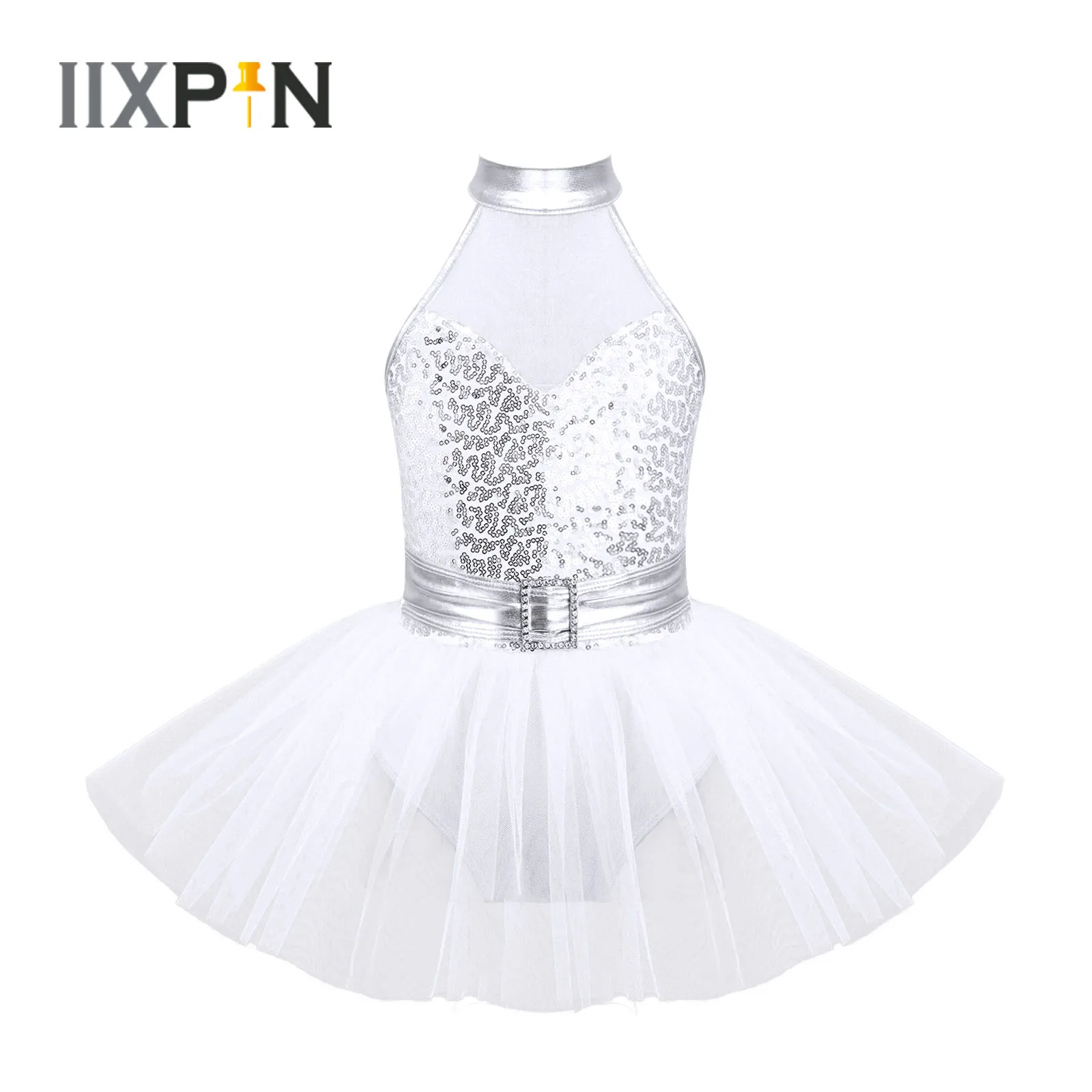 Lantejoulas meninas ballet tutu vestido de malha crianças bronzeamento pano sem mangas ginástica collant dancewear para trajes desempenho palco