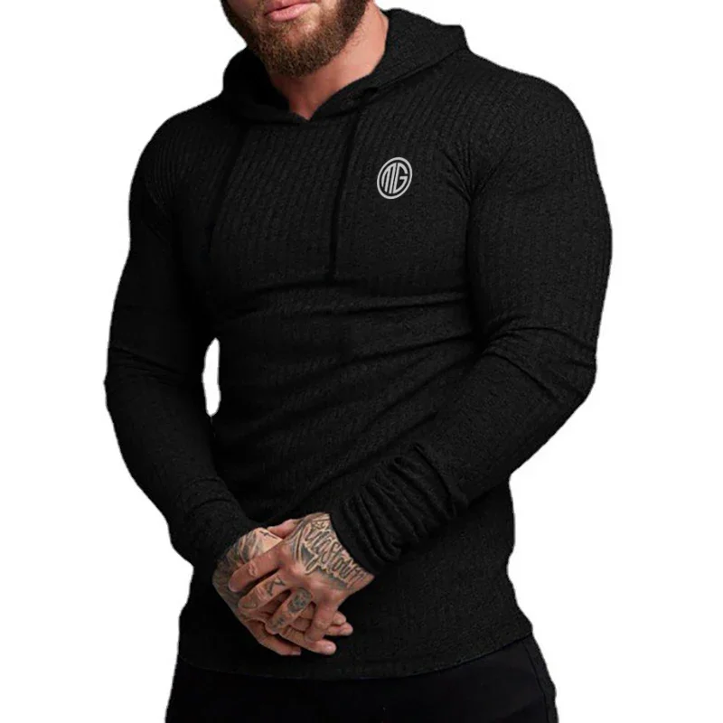 New Brand Fashion Autumn Hooded Sweaters Men Spring Knitted Clothing Slim Fit Pullover Man Classic Ribbed Knit Hoodie Jumper