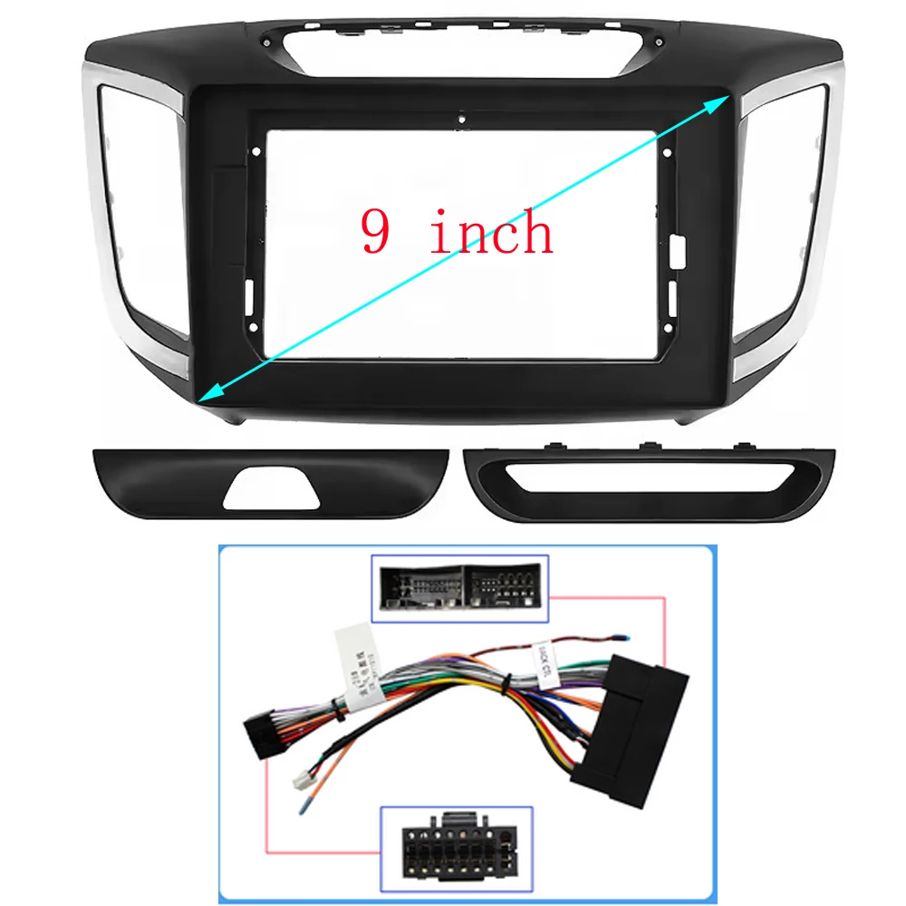 Car Audio Fascia Frame Adapter For Hyundai IX25 Creta 2014-2019 9/10.1 inch Big Screen 2DIN Dash Fitting Panel Frame Kit