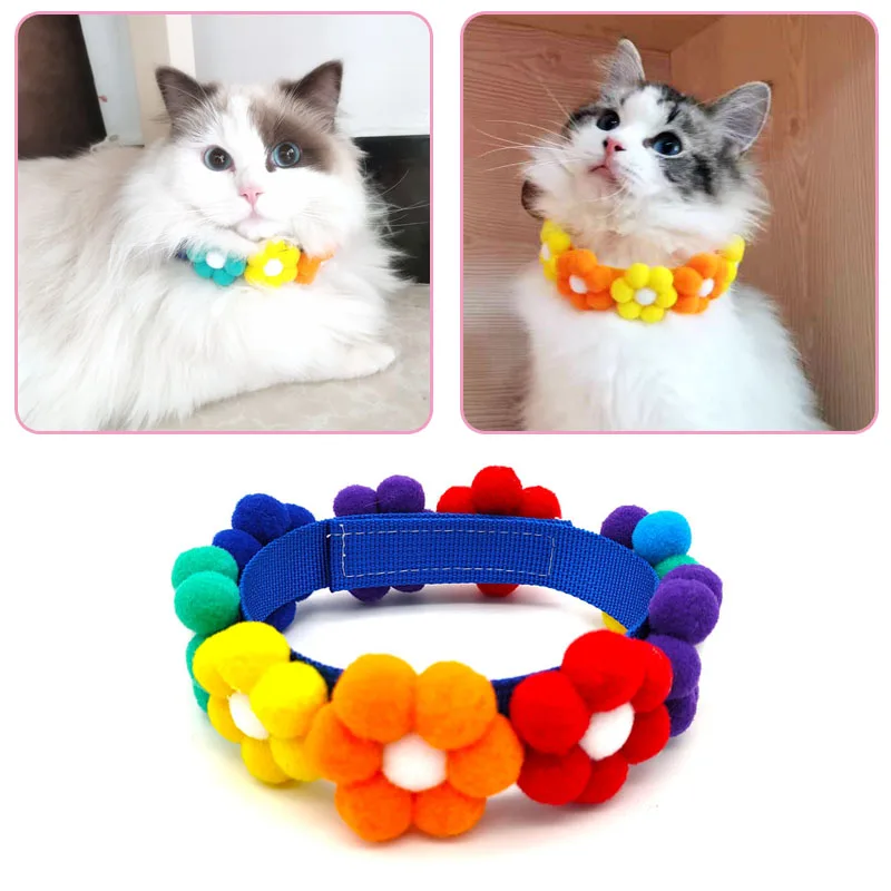 Ins style Dog Collar Fashion Soft Pet Cat Flower Necklace pet photography Decoration for Dogs Cats Puppy Kitty Decoration