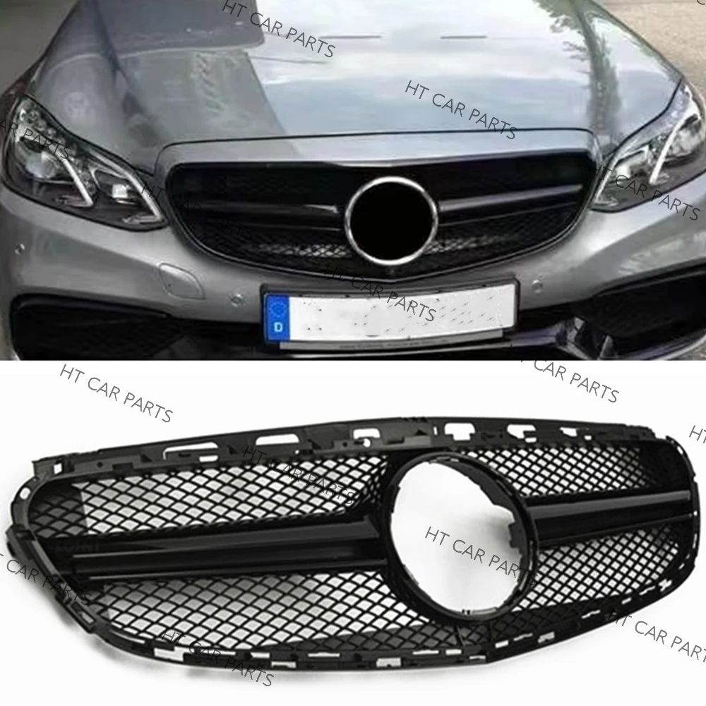 1 x Black Front Bumper Grille Cover AMG Style For Mercedes Benz E-Class W212 2014-2016 2014 2015 2016