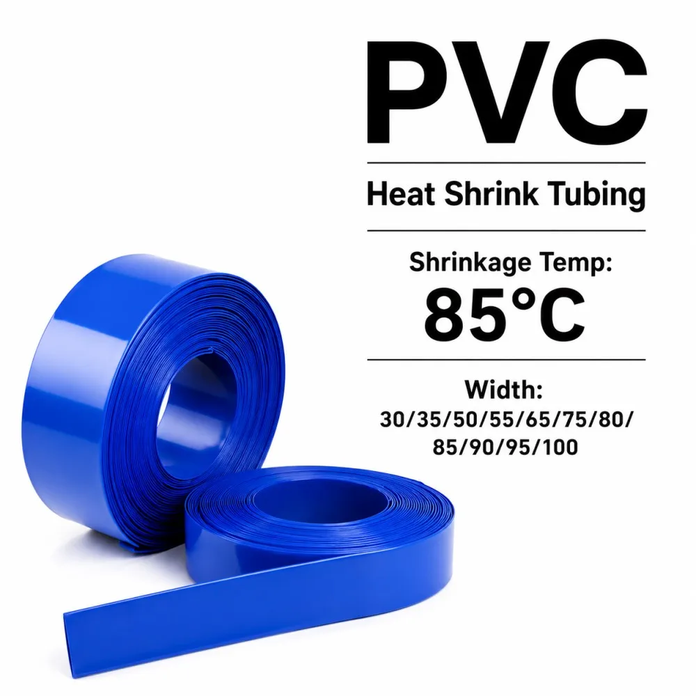 Blue 18650 Lithium Battery Film PVC Heat Shrinkable Tube 30-100mm Width Packaging Protection Insulation Sleeve Battery Sheath