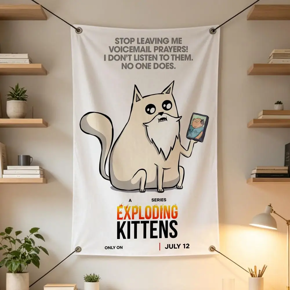 Banderas de Game E-Exploding Kittens, decoraciones para exteriores, bares musicales, interiores del hogar, decoraciones para patios y jardines