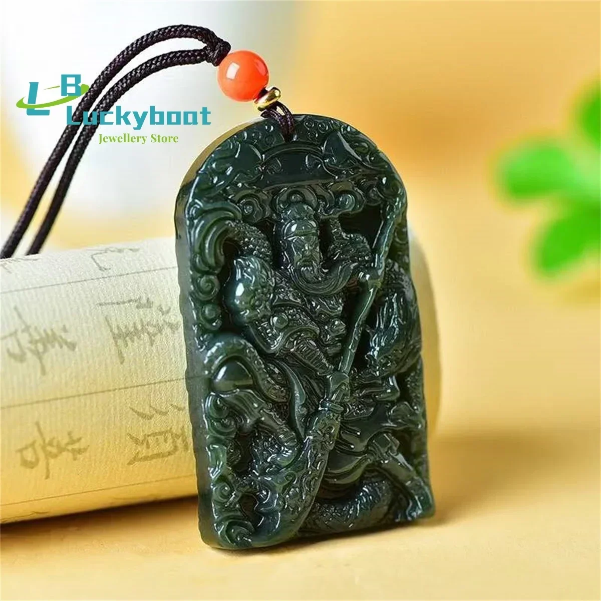 Natural Hetian Qingyu Double Sided Guan Gong Zhongyi Qianqiu Knife Pendant Simple and Versatile Exquisite for Men and Women