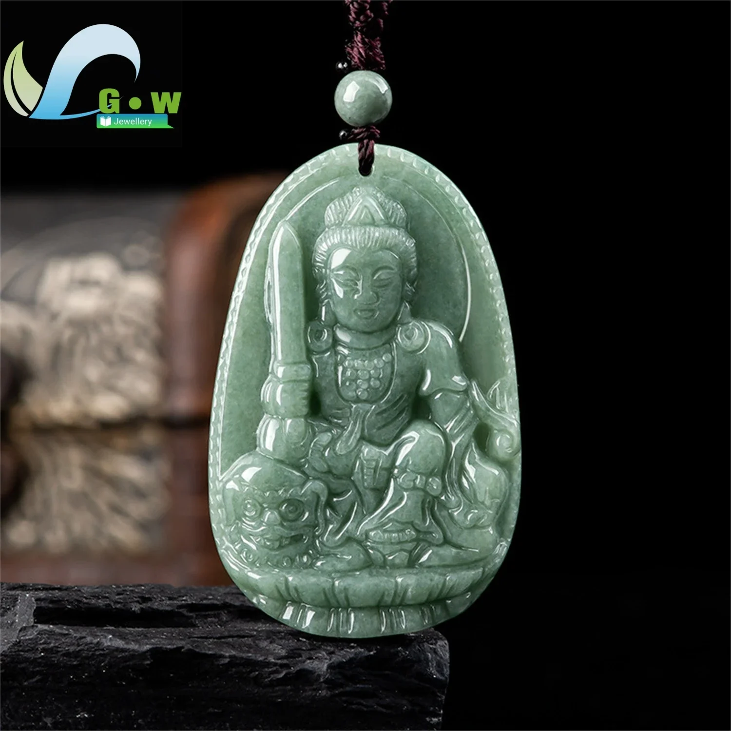 Natural A-grade Jadeite Eight Guardian Gods and Twelve Zodiac Pendants for Men and Women of the Buddha Guanyin Bodhisattva Gift