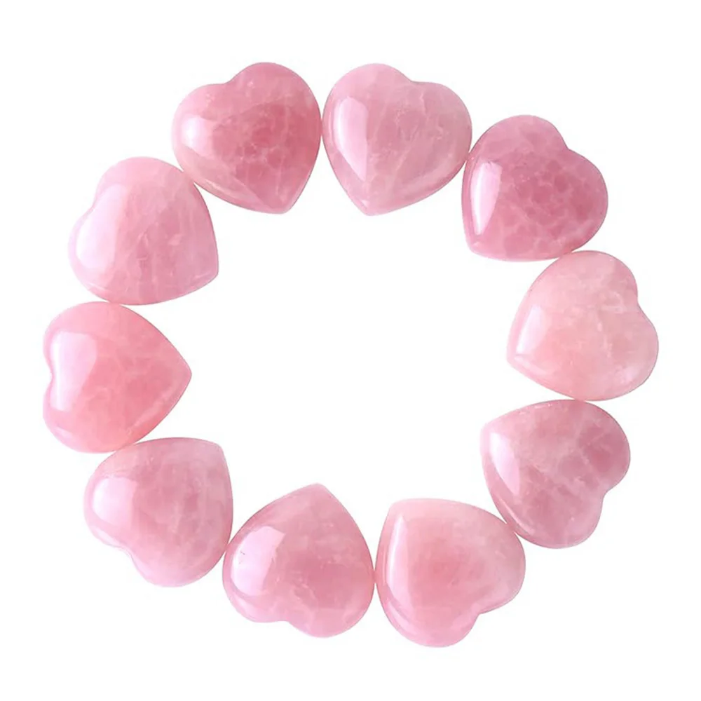 25mm Rose Quartz Love Heart Shape Ornaments Colorful Rough 7 Chakra Mineral Ore Natural Crystal Spiritual Healing Yog 100PCS