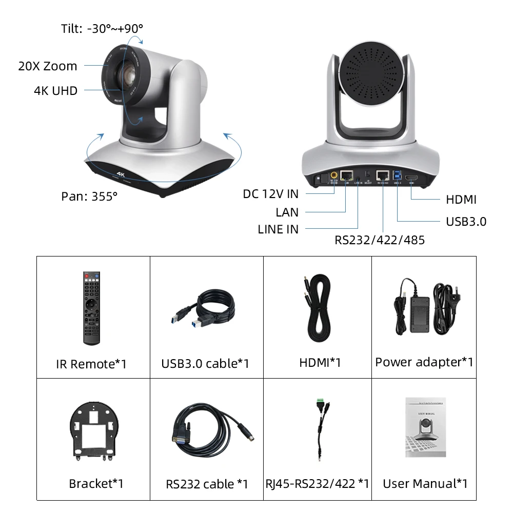 JJTS KATOV H DMI 4k Ptz Meeting Camera 20x Video Confer System Ip Camera 4k Usb3.0 Visioconference Camera