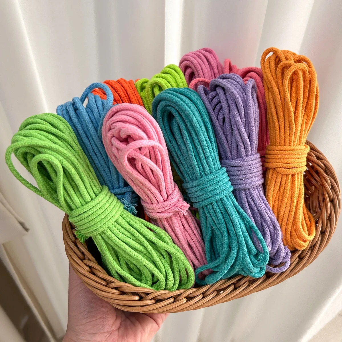 Corde en coton tressée multicolore de 3mm, 100 mètres/lot, cordon torsadé pour la couture, la décoration textile de la maison, accessoires de tricot pour bricolage et artisanat