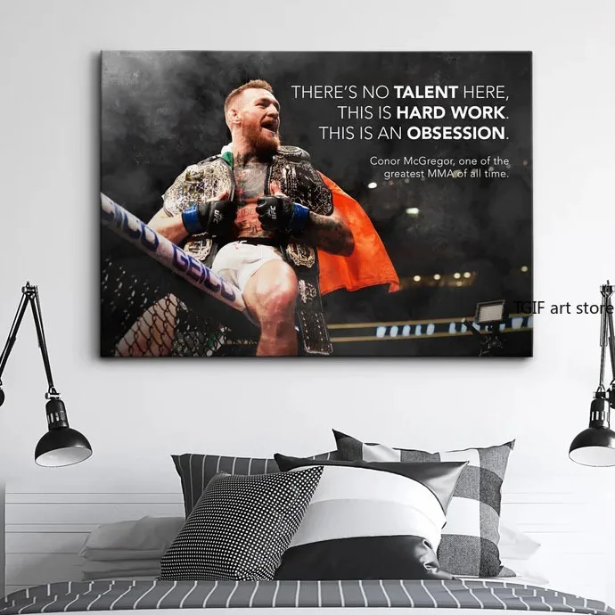 Conor McGregor Canvas Painting  Boxer Poster Fighter Inspirational Quotes Wall Art Print for Living Room Home Office Decor Gift