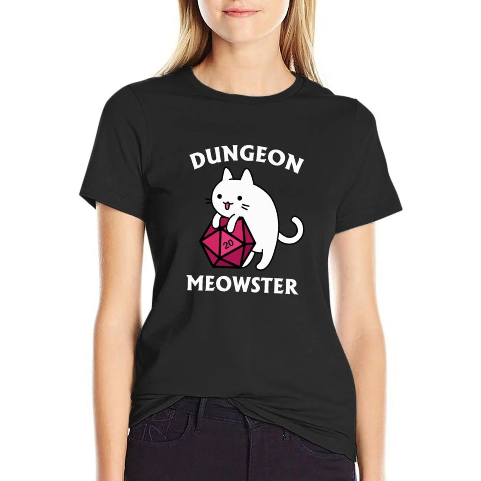 Dungeon MeowsterDnD Dungeon Master Cat with D2019 T-Shirt cute anime lady korean Women's